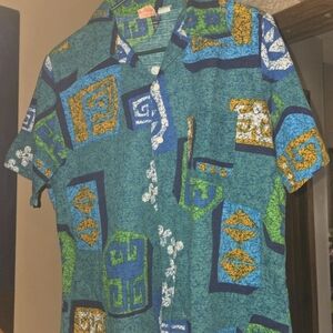 Vintage Tiki 1970s Kingsroad Sears Mens Short-Sleeve Button-Down Shirt